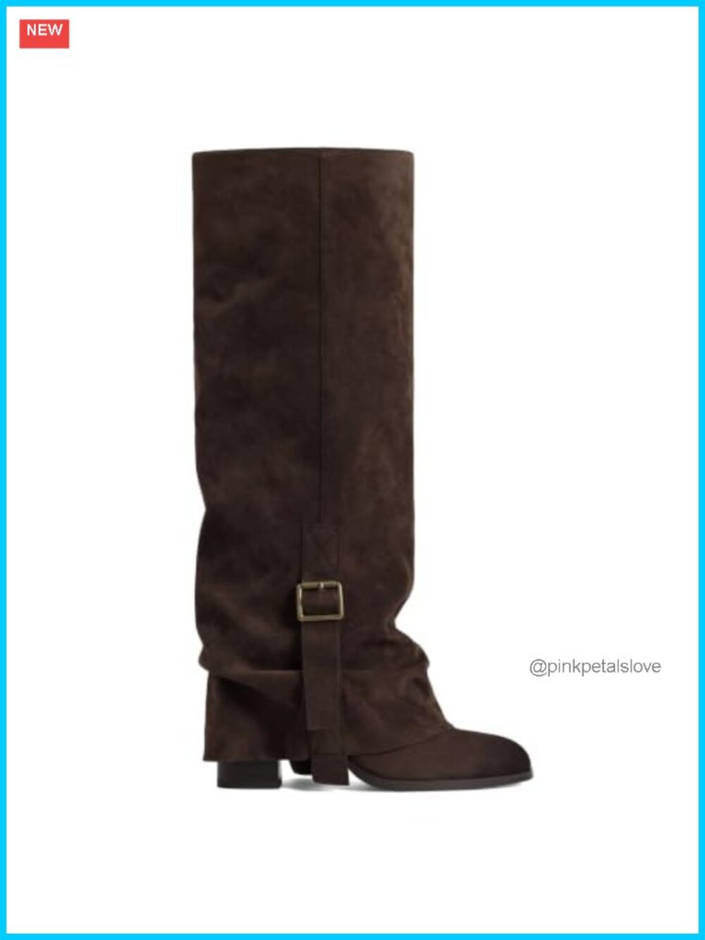 Women's Knee High Fold Over Slouch Boots Chunky Heel Faux Suede Tall Boots